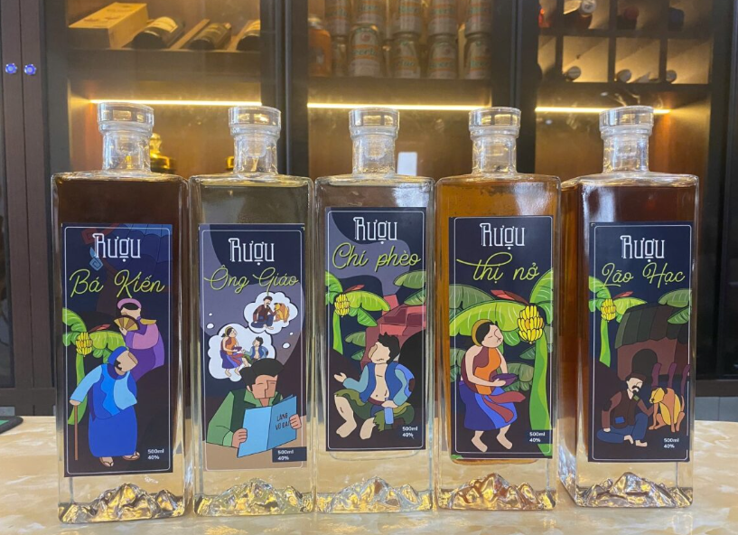 bộ 5 chai rượu làng Vũ Đại bộ 5 chai rượu làng Vũ Đại